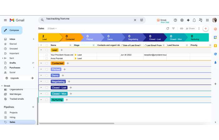 CRM Sidebar Inside Gmail